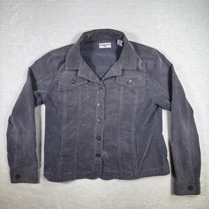George & Martha Women's Gray Corduroy Button Up‎ Jacket Size Large